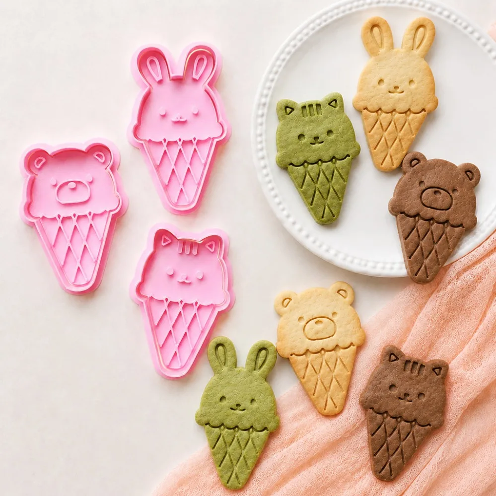 Cute Ice Cream Animal Shaped Cookie Cutters Biscuit Mold Stamp Kitchen Baking Pastry Bakeware Dessert Baking Supplies