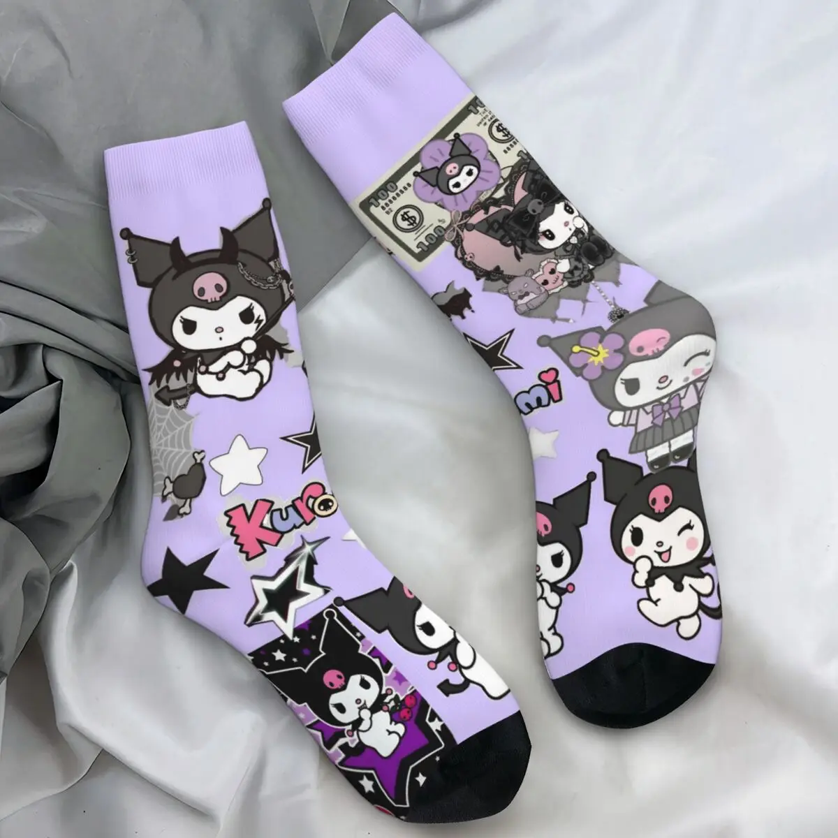 귀여운 쿠로미 일본 만화 캐릭터 양말 재미있는 양말 커플용 고품질 등산 양말 가을 맞춤형 미끄럼 방지 양말