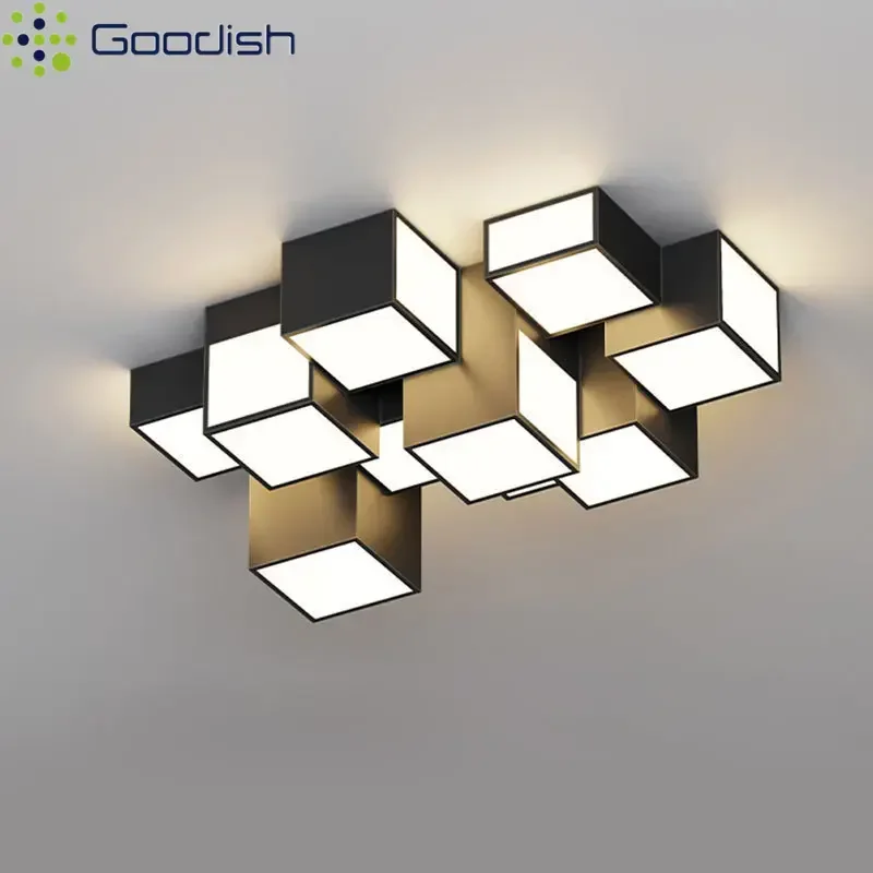 أنيق الفن الإبداعية تألق مربع LED أضواء السقف الجدة الغلاف الجوي تصميم مصابيح لغرفة المعيشة ديكور المنزل الثريا