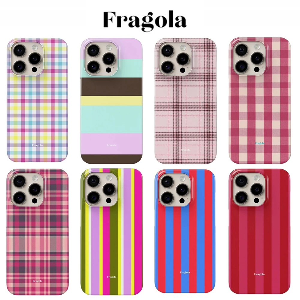 Funda de Teléfono con Diseño de Cuadros Fragola Ig para iPhone 17 16 15 14 13 12 11 Air Pro Max X XS XR XSMax 7 8 Plus, Carcasa Rígida de PC con Película Brillante