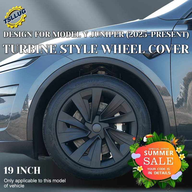 

4PCS for New Model Y 2025-2026 Juniper 19in Turbine Style Hubcap Rim Cover Accessories Hub Cap Automobile Wheel Cap for Tesla