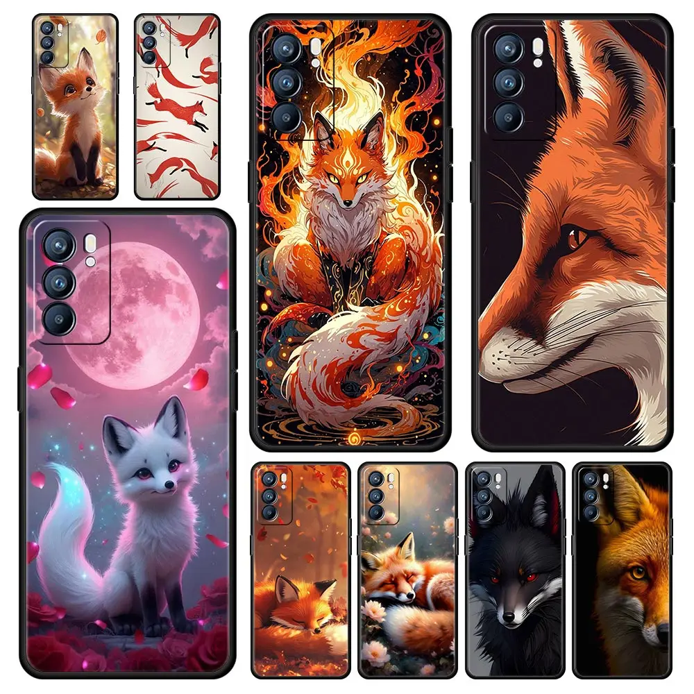 

Red Fox Phone Case For Oppo A17 A31 A54 A57 A78 A79 A98 Find X5 X6 Reno 6 7 8 10 11 12 13 F Pro 5G Soft TPU Cover Fundas Capas