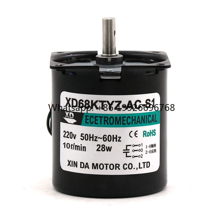 

Синхронный двигатель 68KTYZ 220В переменного тока, мини-редукторный двигатель с прямым/обратным вращением, 2.5-110 об/мин, с постоянными магнитами, низкоскоростной редукторный двигатель