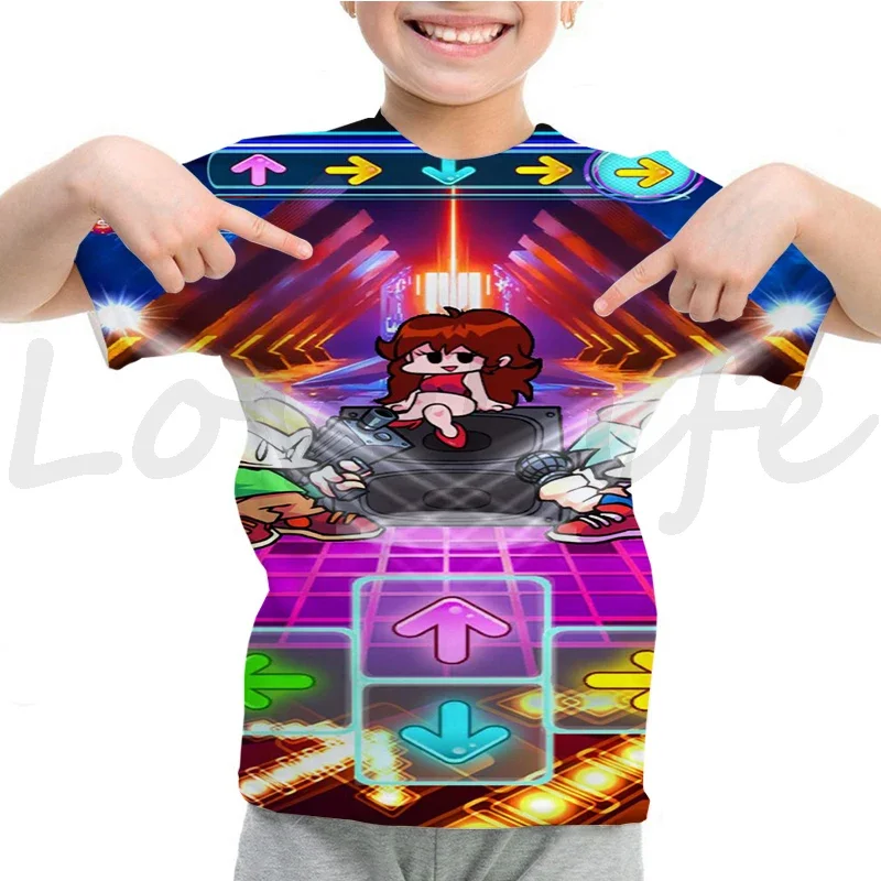 Boys Friday Night Funkin T Shirt Cartoon Fnf Game Funny Short Sleeve Summer Children 3D T-Shirt Kids Kawaii Clothes Anime Tshirt