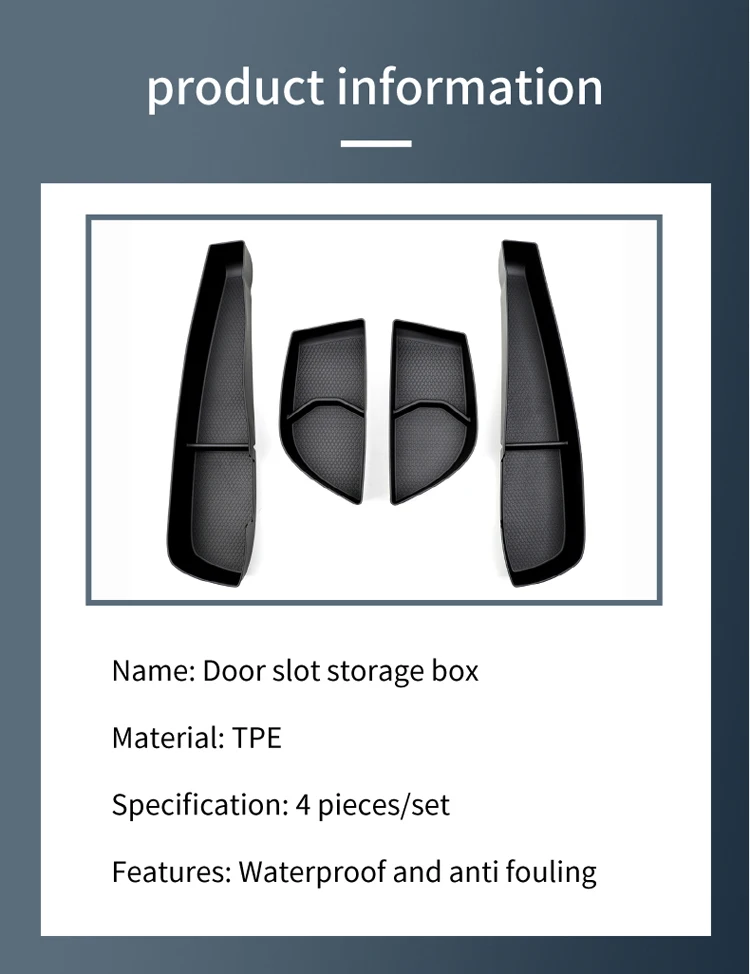 Smabee für Smart # 1/ # 3 2022-2025 Tür-Seiten-Aufbewahrungsbox Vorderer Hinterer Türgriff-Organizer TPE Auto-Zubehör – Detail 10
