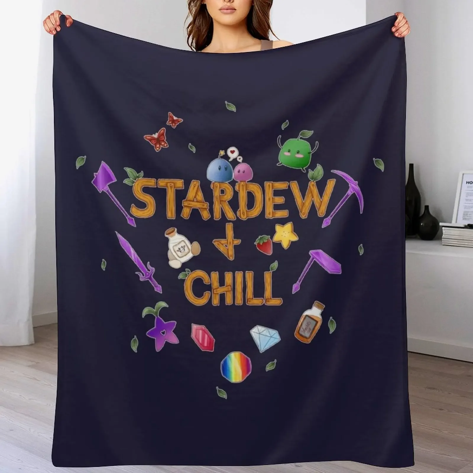

Stardew and Chill Throw Blanket Beach Custom Soft Decorative Throw Blankets