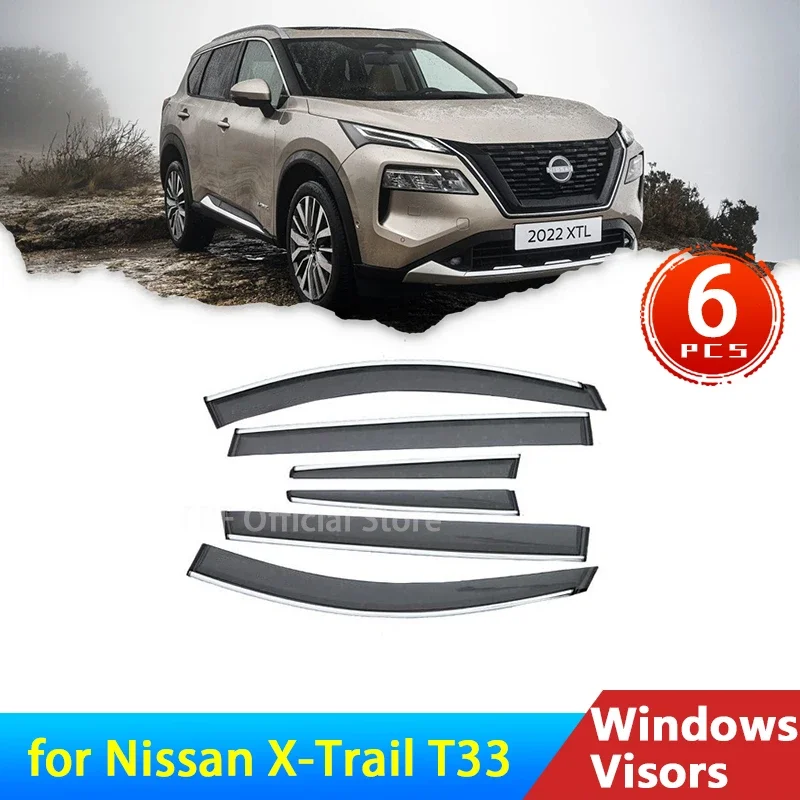 

Deflectors for Nissan X-Trail X Trail XTrai T33 Rogue 2022 2023 2024 Car Accessories Deflectors Rain Eyebrow Guards Rainproof