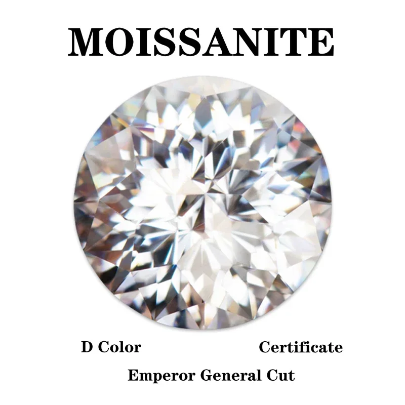 

Moissanite Stone Emperor General Cut Round Shape VVS1 D Color DIY Charms Ring Necklace Earrings Main Materials with Certificate