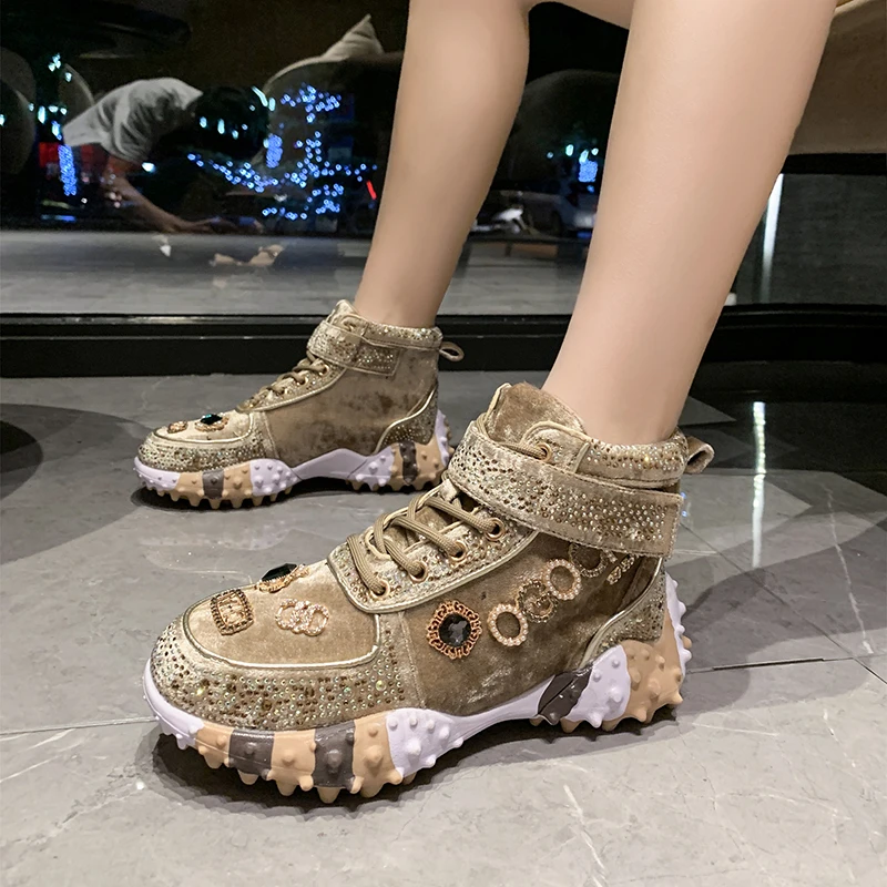 

High-quality, High-top, Thick-soled, Color-blocked, Comfortable, Anti-slip, Breathable, Sporty and Casual Women's Single Shoes