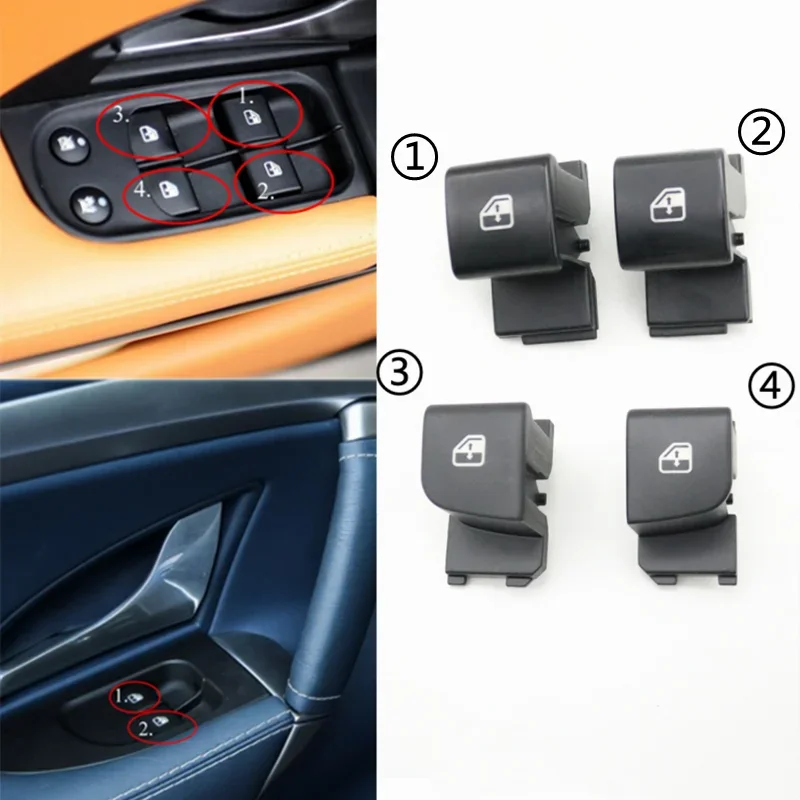 2/4 PCS Front Rear Power Main Window Master Switch Button Cover For Maserati Quattroporte 4.2/4.7 GT GranTurismo MC Stradale