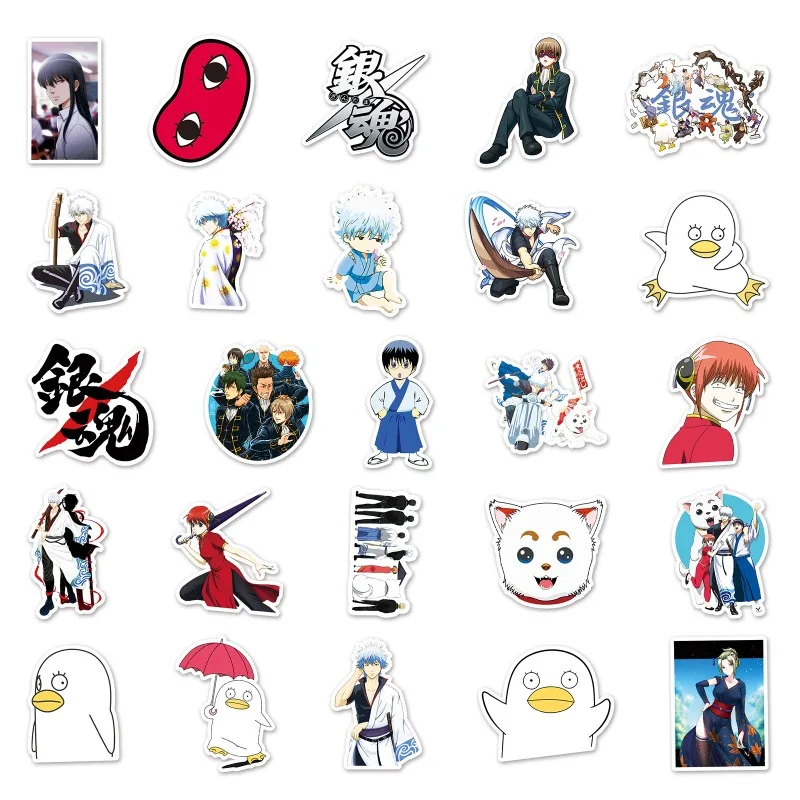 50pcs Gintama Cartoon Graffiti Stickers Waterproof Decorative Water Cup Laptop Luggage Desktop Stationery Skateboard Stickers