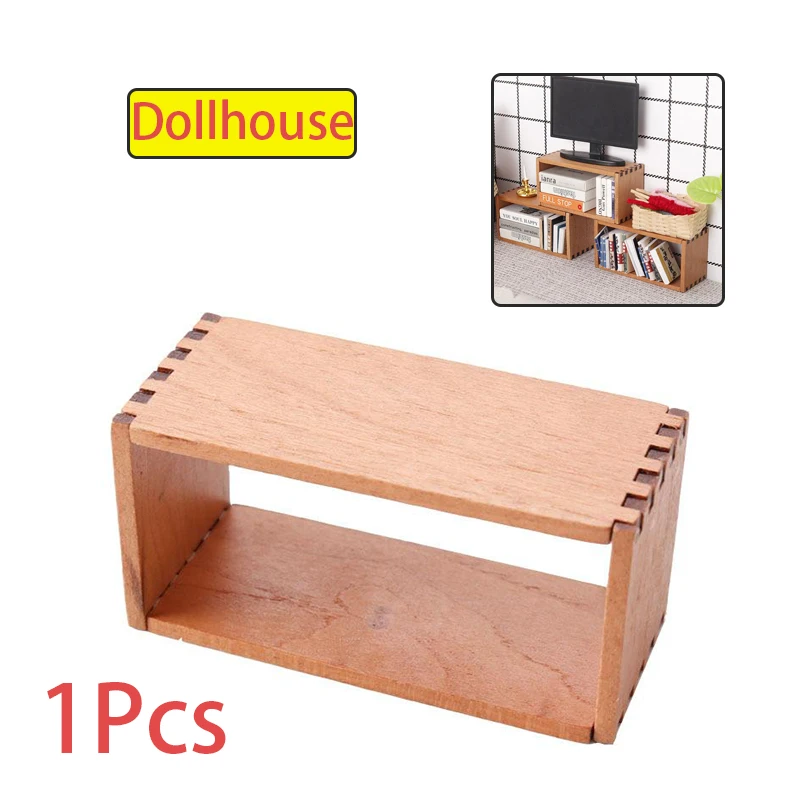1 pçs 1:12 casa de bonecas em miniatura armário de armazenamento de madeira rack estante modelo acessórios móveis brinquedos