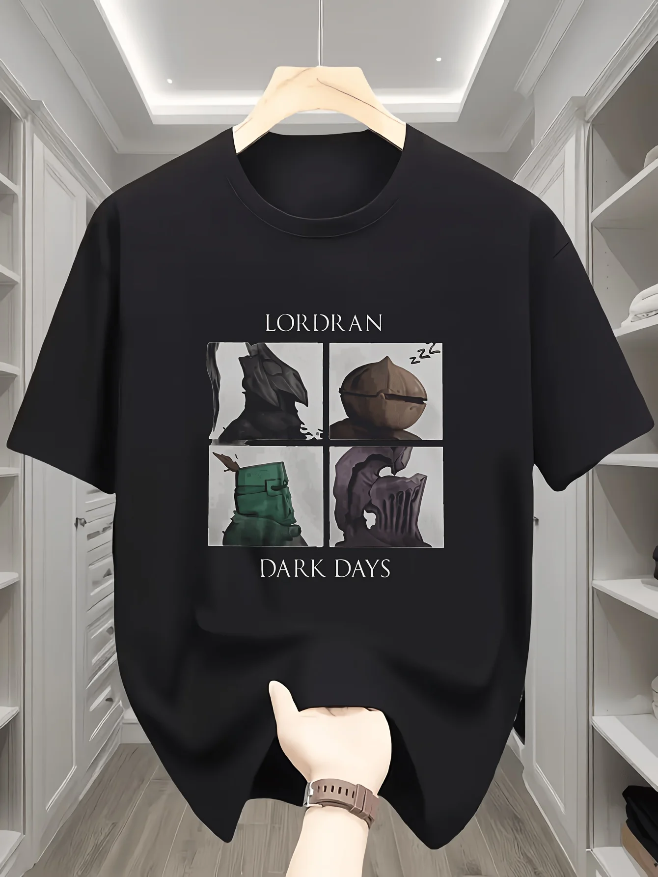 Men's Dark Soul Sun Praise Graphic T-Shirt Novel O-Neck Short Sleeve Tee Exquisite Pattern Print Street Style