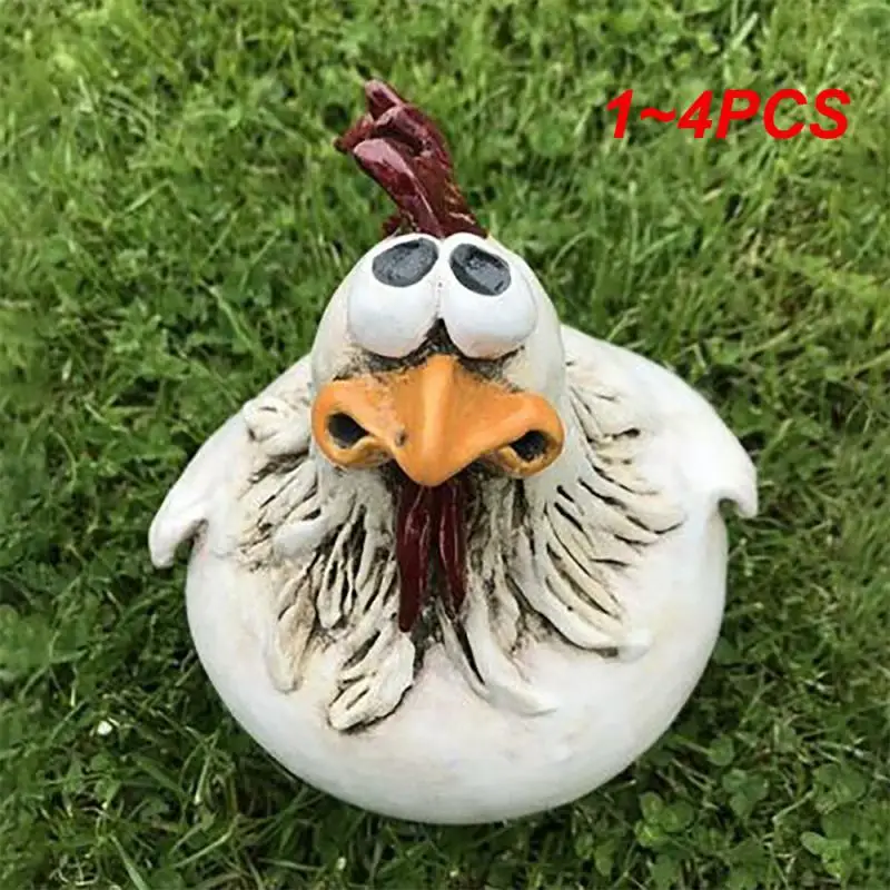 

1~4PCS Funny Chicken Fence Decor Resin Statues Chicken Hen Sculpture Art Craft Courtyard Home Garden Farm Yard Decorations