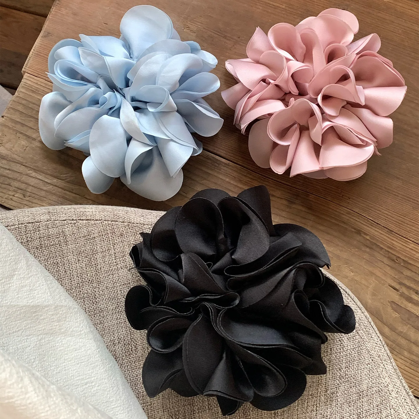 Korean Fabric Flower Hair Scrunchies Elastic Rubber Bands Women Girl Sweet Elegant Hairbands Hair Ropes Hair Styling Accessories