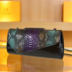 Handbags Women's Bag Korean New 2024 Chain Crossbody One Shoulder Small Square Bag Fashion Colorful Crocodile Small Backpack