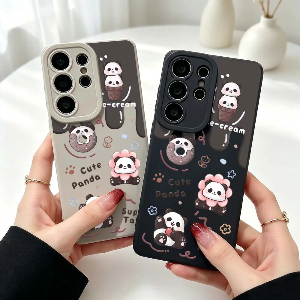 

Panda Donut Pattern Silicone Case For Samsung Galaxy S26 S25 S24 S23 S22 S21 Ultra Plus FE Soft Phone Case Cover