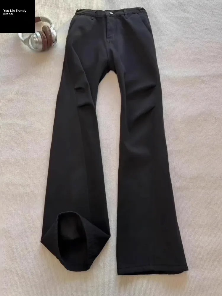 

Bla Pleated Flared Thi Denim Jeans Men's Sle American Retro Cleanfit Workwear Pants Low Waist Zipper Closure Straight Leg