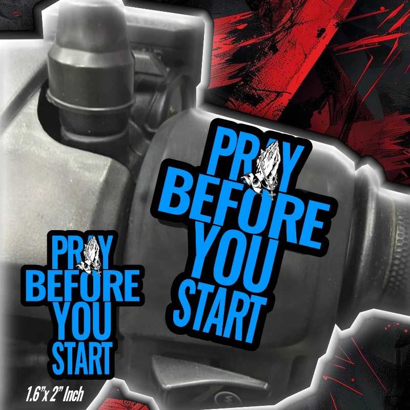 Pray Before You Ride Sticker Set 2PCS Motorcycle Scooter Waterproof Vinyl Decal Helmet Tank Handlebar Bike Frame Decor