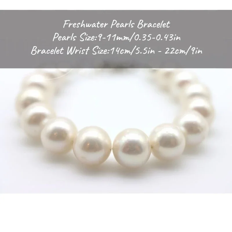 

MYSOYA White Edison Pearl Round Bracelet 9-11mm With Gift Box For Him/Her Birthday/Wedding/Christmas/New Year/Anniversary Gift