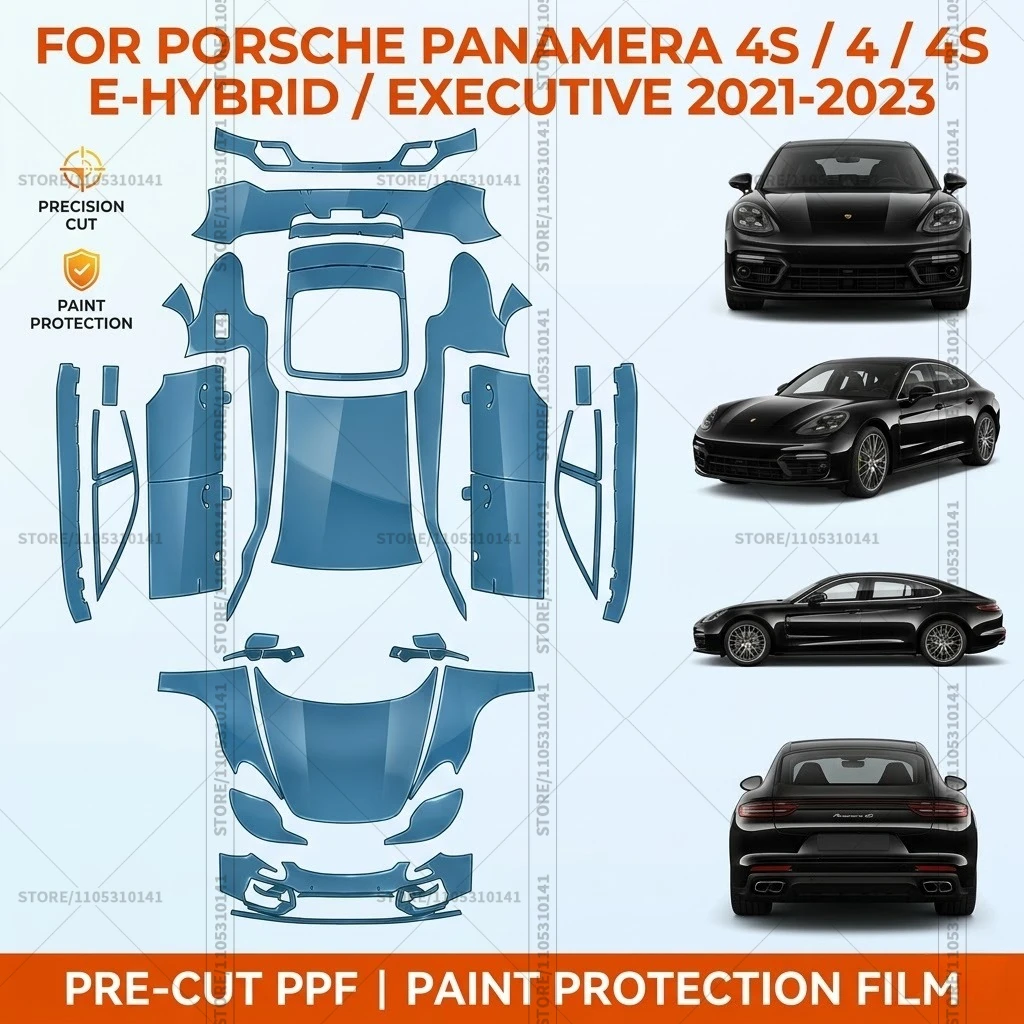 

Pre-Cut Paint Protection Film PPF Transparent Bumper Clear Bra Car Film For Porsche-Panamera-4S-4-4S-E-Hybrid-Executive2021-2023
