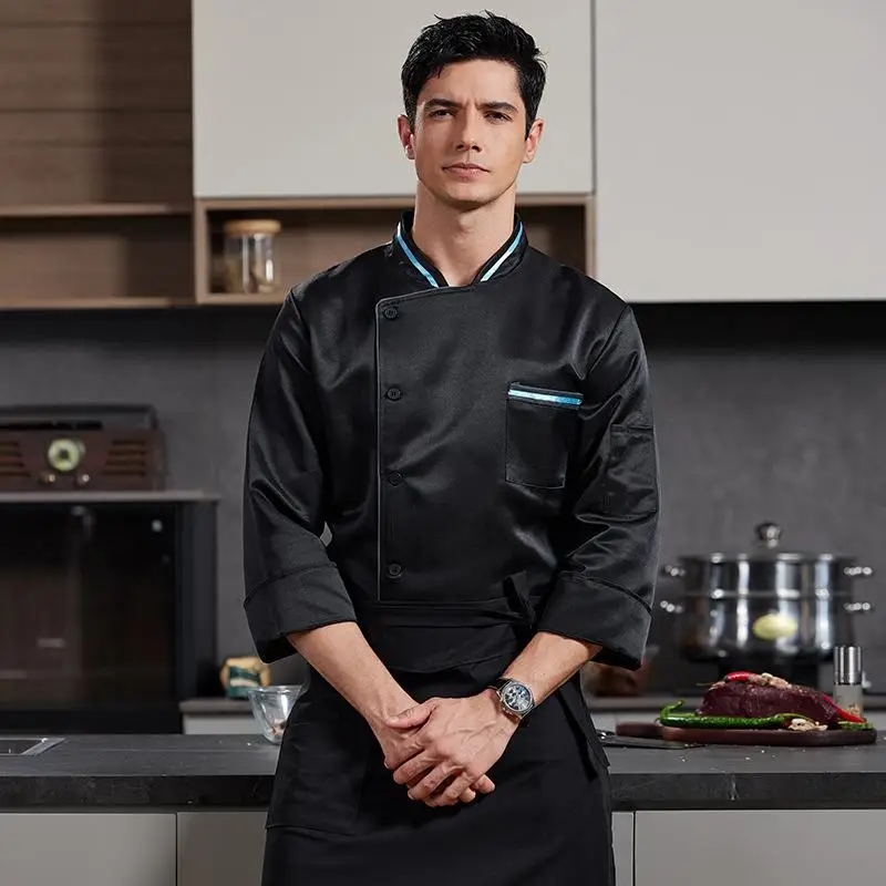 Chef Uniform Men Custom Embroidery Cook Clothes Restaurant Kitchen Shirt Long Sleeves Pastry Jacket Works Top Print Logo Design
