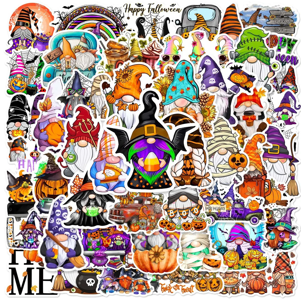 10/30/50PCS Kawaii Cartoon Halloween Gnomes Witch Decals Luggage Phone Notebook Wall Room Car Decoration Graffiti Sticker