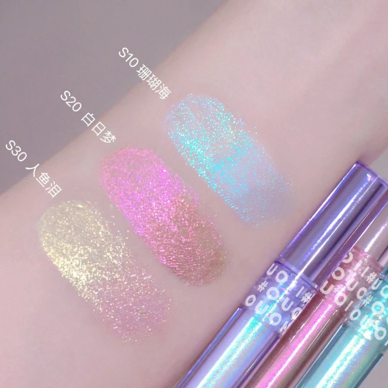 Maquillage de fard à paupières liquide, stylo Eyeliner à haute luminosité scintillant nacré pour Festival de musique, maquillage pour les yeux à paillettes imperméable