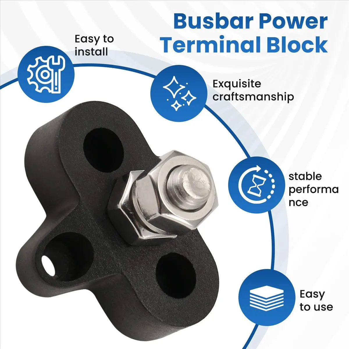 A77K 2Pcs 5/16 Inch DC 48V Busbar Power Terminal Block M8 Positive Negative Power Distribution Stud for RV Ship Boat