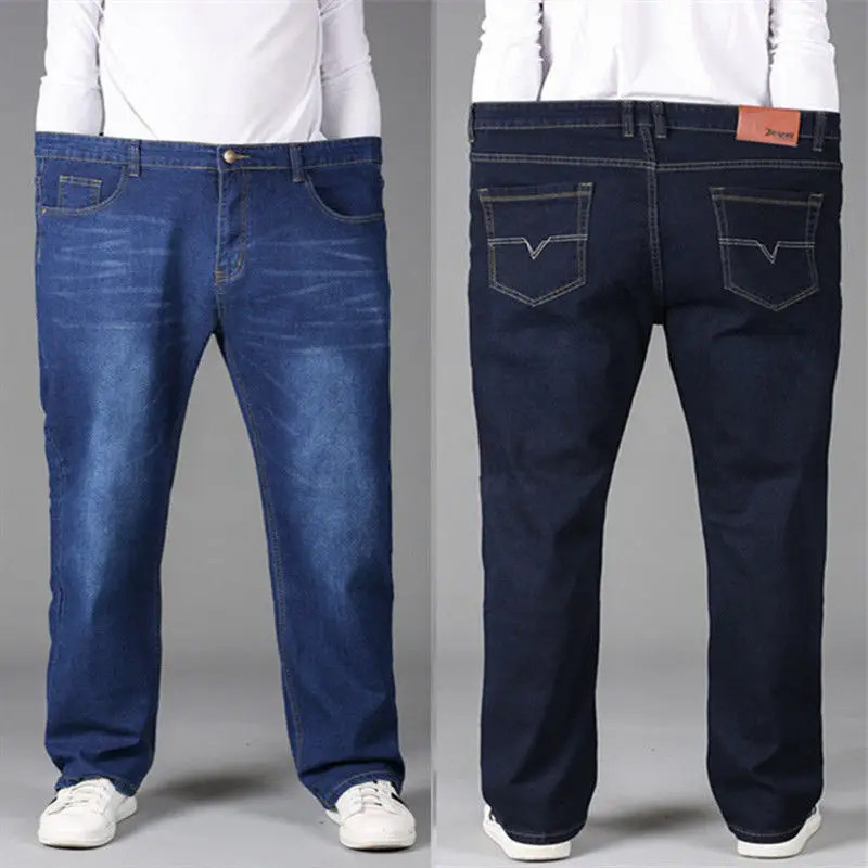 Summer Thin Extra Large Jeans for Men Jeans Loose Straight High Waist Stretch Baggy Jeans Fat Man Trousers Plus Size Mens Pants