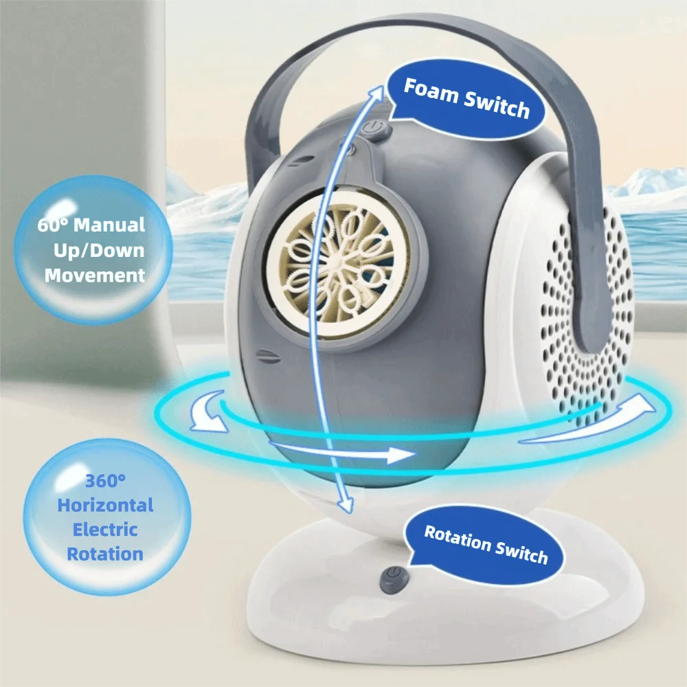 New 360° Oscillation Bubble Machine 60° Adjustment Innovative Automatic Bubbles Blower Multifunctional Bubble Toys Kid