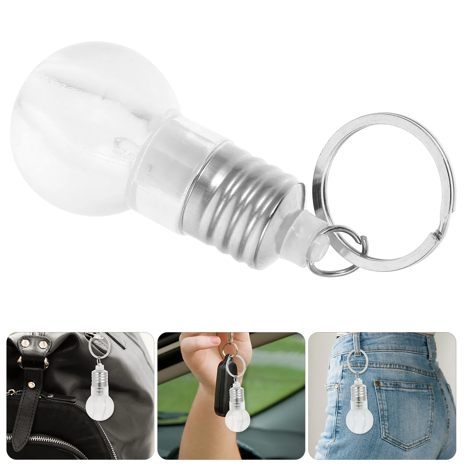 Senter LED Mini rantai kunci lampu Led berubah warna lampu bohlam Mini gantungan kunci