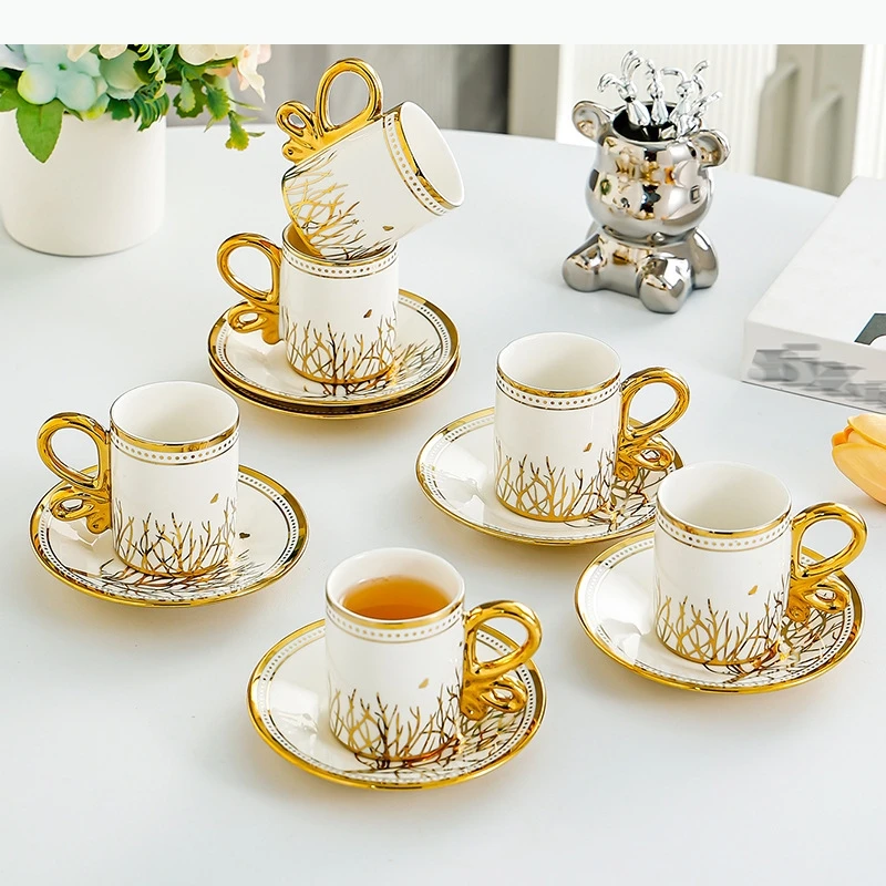 

Набор из 6 чашек для эспрессо, чайный сервиз, ретро, послеобеденный чай, кофейные наборы, набор для пары, домашняя посуда для напитков, кружка, подарок