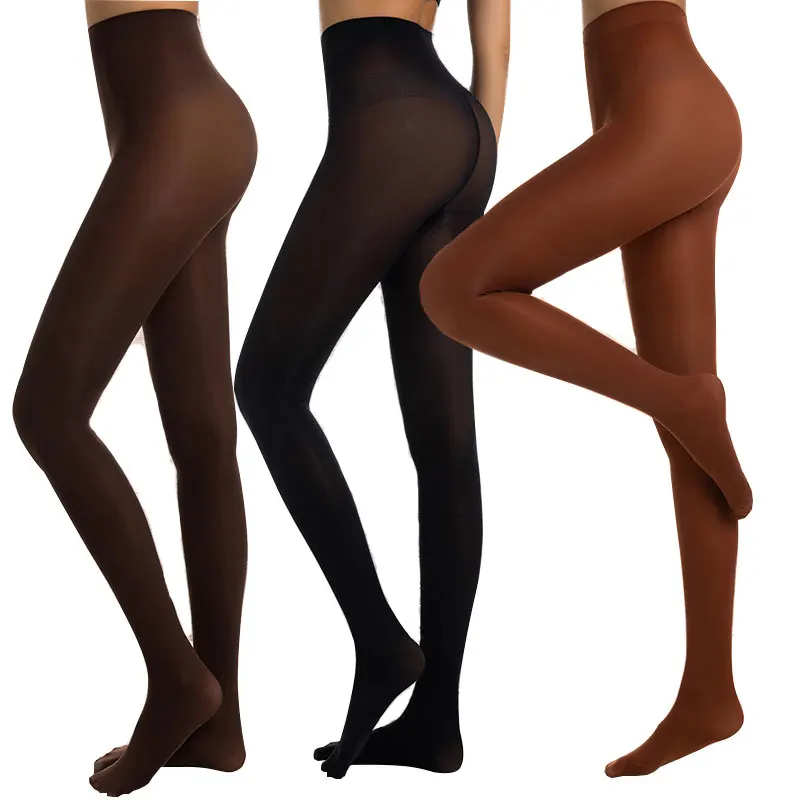 40D Coffee Brown S M L XL Yoga Practice Pantyhose Women Thicken Ultra Shimmery Stretch Wrap Feet Silk Shaping Stockings Tights L