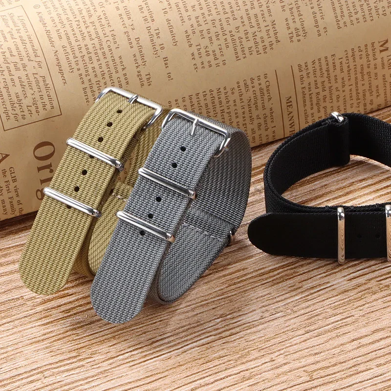 Ribbed Nylon Watchband Fabric Strap 18mm 20mm 22mm Watchband Accessories for Military for Huawei Watch Gt5/Gt4/Gt3 WatchBracelet