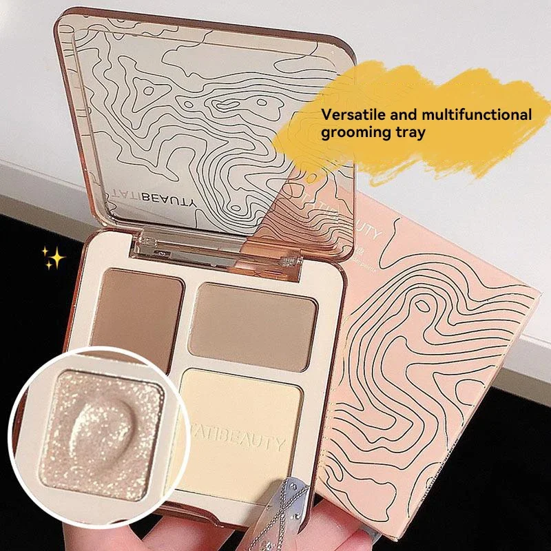 Four Color Contouring Disc High Gloss Matte Shine Shine Powder Three-dimensional Highlight Contouring Shadow Nose Shadow Disc