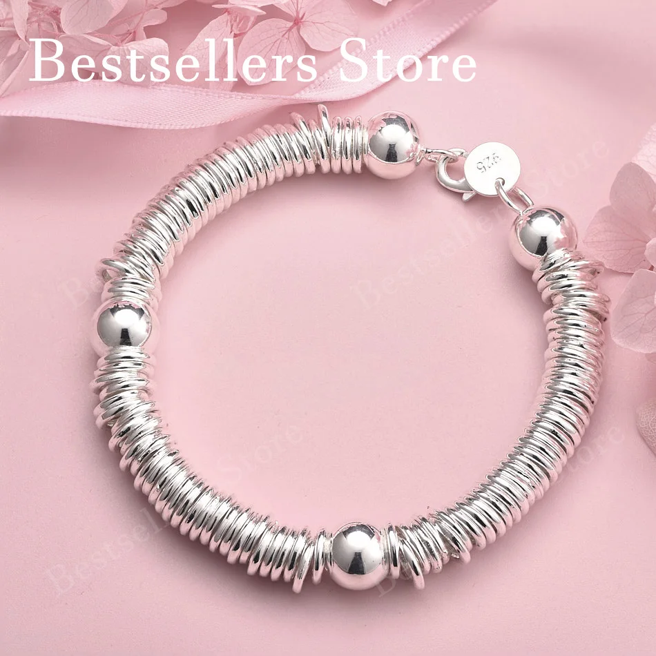 Pulsera de plata de ley 925 de 8 pulgadas con múltiples anillos exquisitos para hombres y mujeres, joyería de moda para fiestas, accesorios de hip-hop