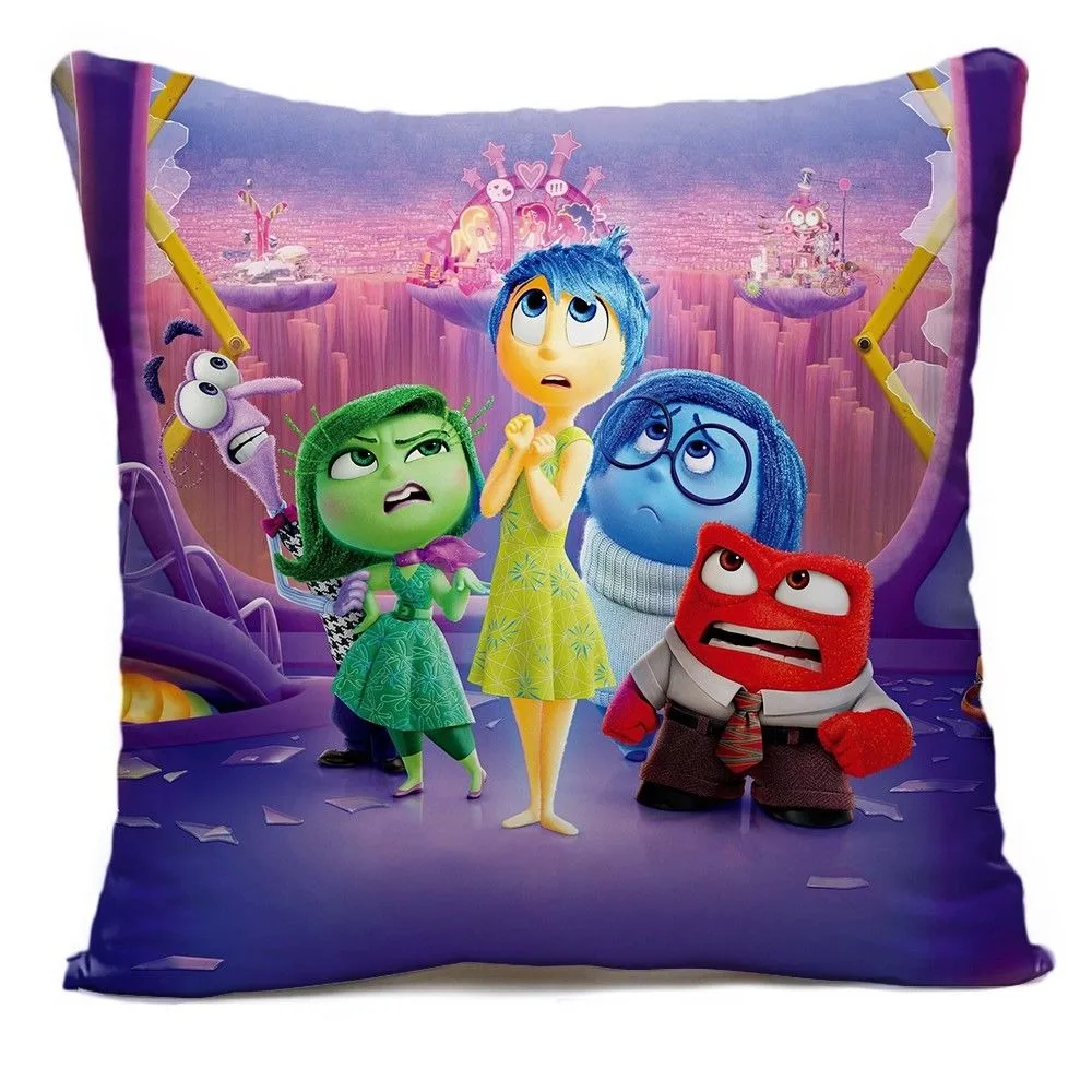 MINISO ديزني داخل خارج 2 وسادة تغطي ديكور المنزل على الوجهين طباعة وسادة مربعة غرفة المعيشة الديكور المخدة هدية
