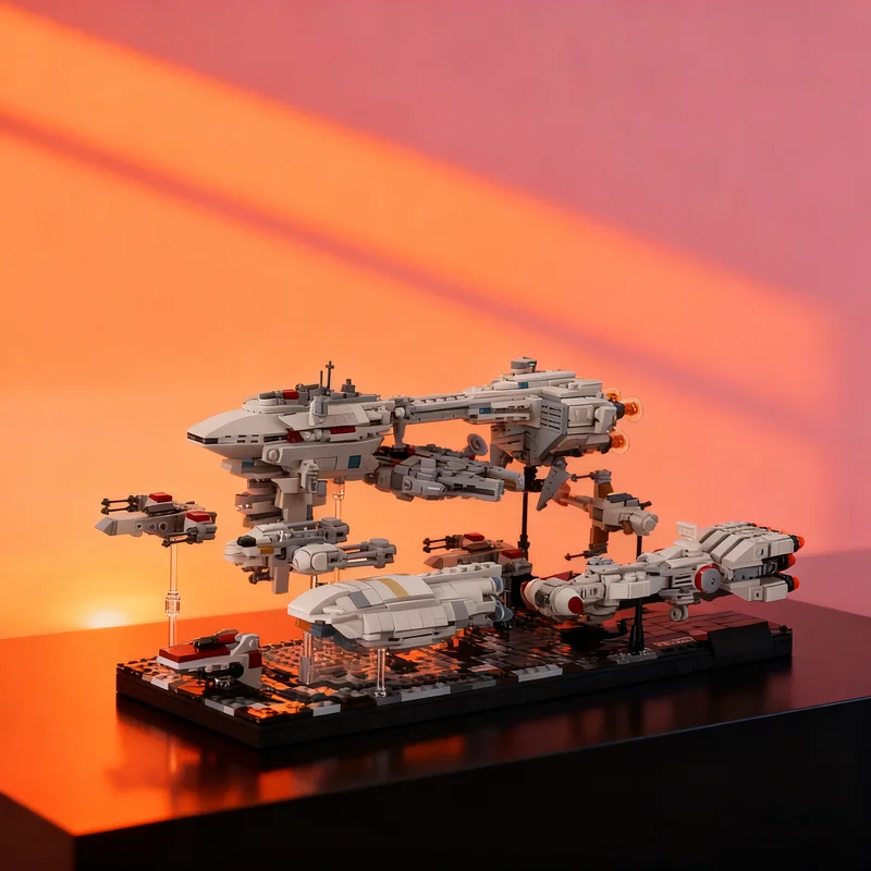 2003pcs MOC Micro Diorama EPISODE 5 Ending REBEL FLEET Star Battle Model Building Blocks Creative Gift DIY Display Decor Adult