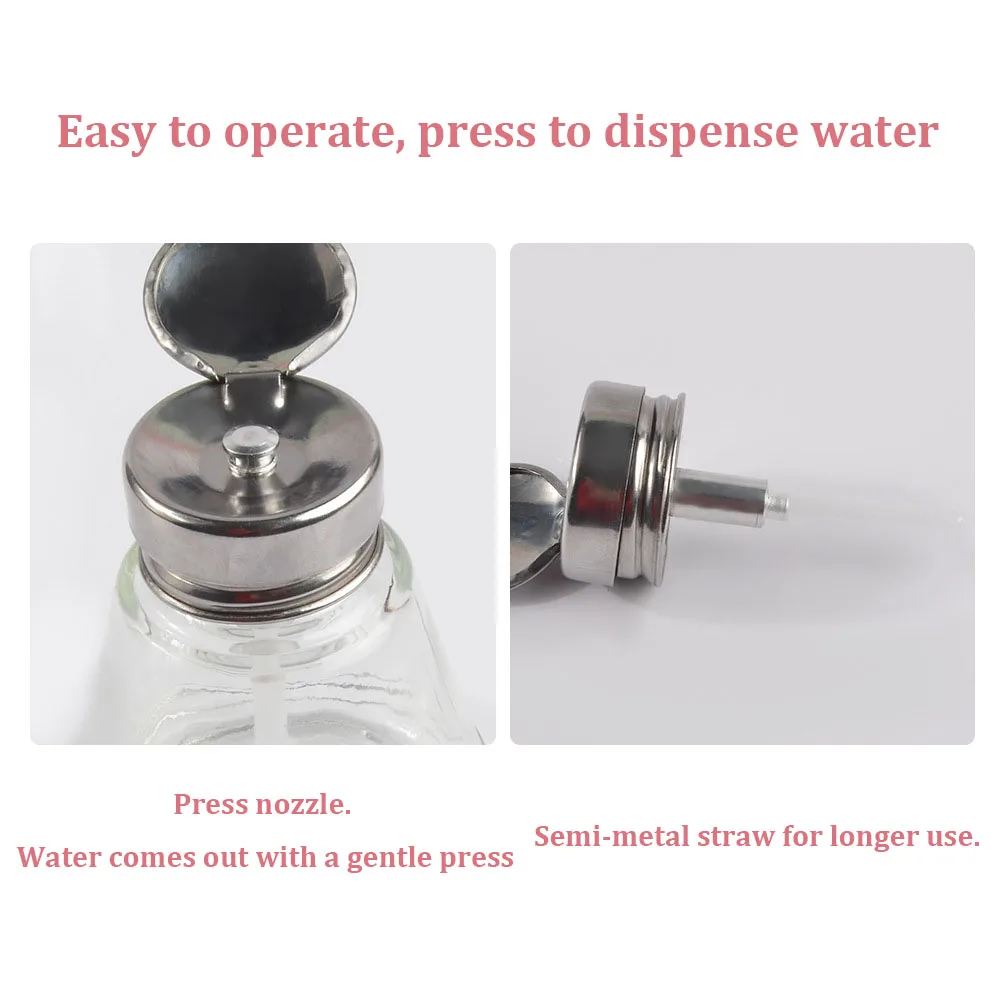 180ml Transparent Pump Dispenser Bottle with Scale Pressed Alcohol Nail Polish Remover Cosmetic Dispenser Container