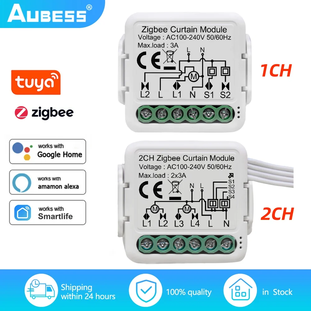 Tuya Smart ZigBee Curtain Switch Smart Home 1/2CH Breaker For Blinds and Roller Blinds Works With Alexa Google Home