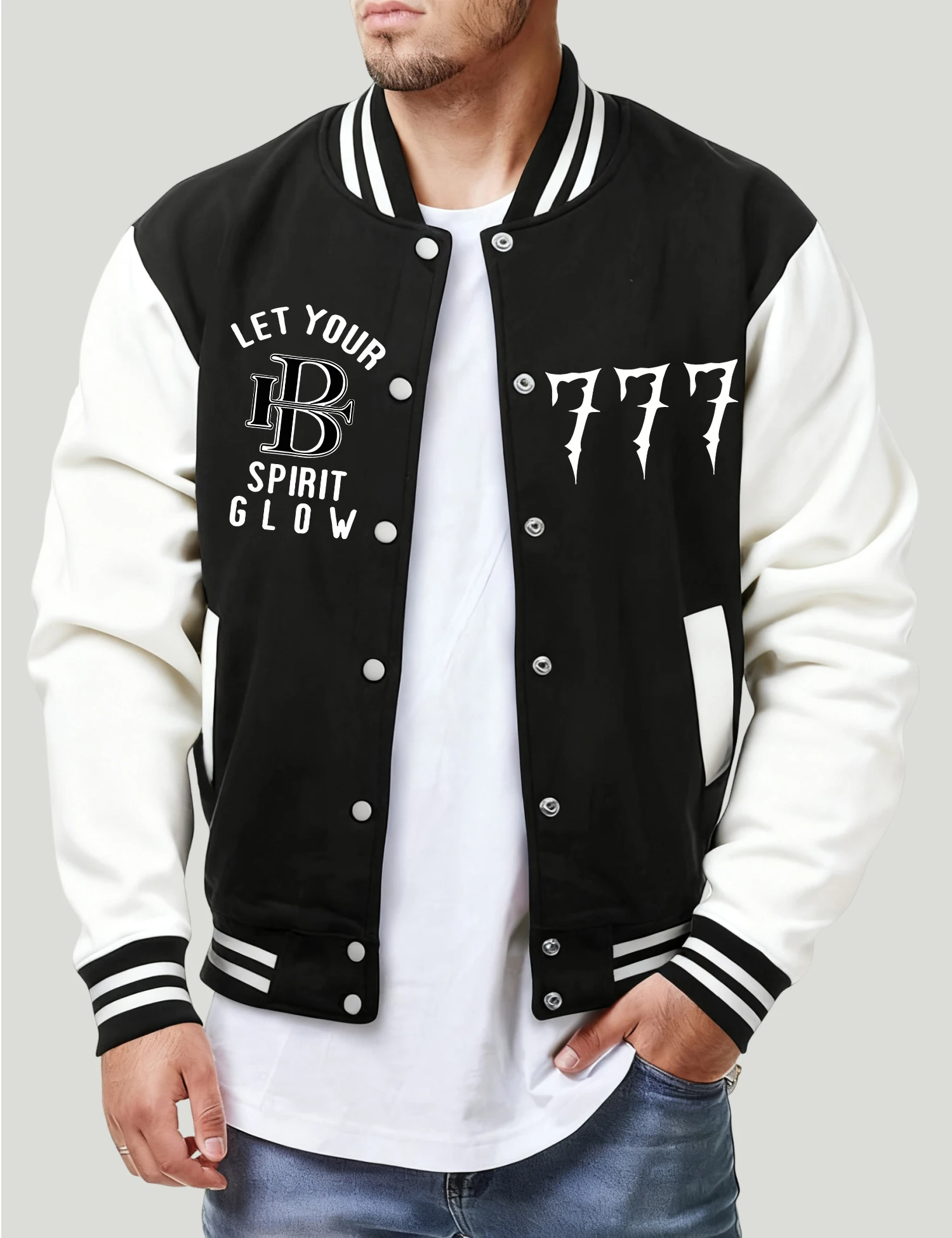 

Let Your Spirit Glow 777 Print Men Clothes Cute Warm Loose Streetwear Funny Pocket Jackets Autumn Retro Fleece Sportswears