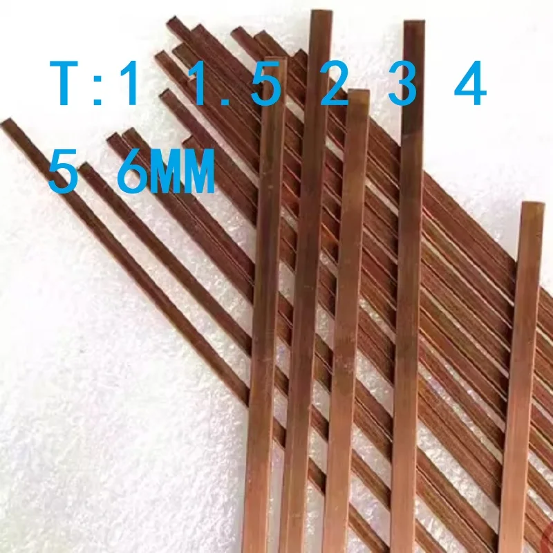 1PC Length 100/250/500mm T2 Pure Red Copper Plate Bar Sheet Flat Metal Thickness 1/1.5/2/3/4/5/6mm