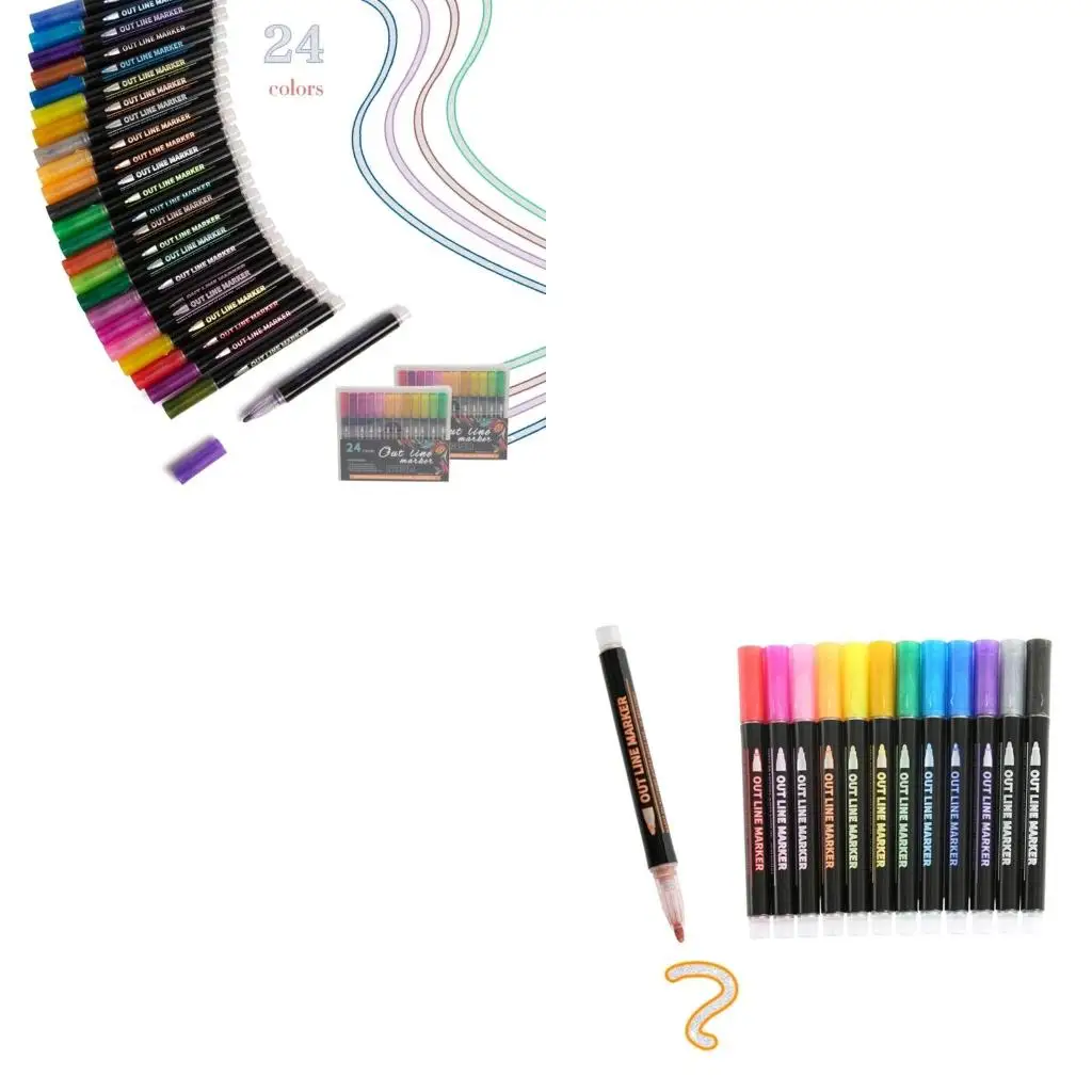 

Double Line Outline Pens for Birthday Card Making Coloring Book DIY Scrapbooking