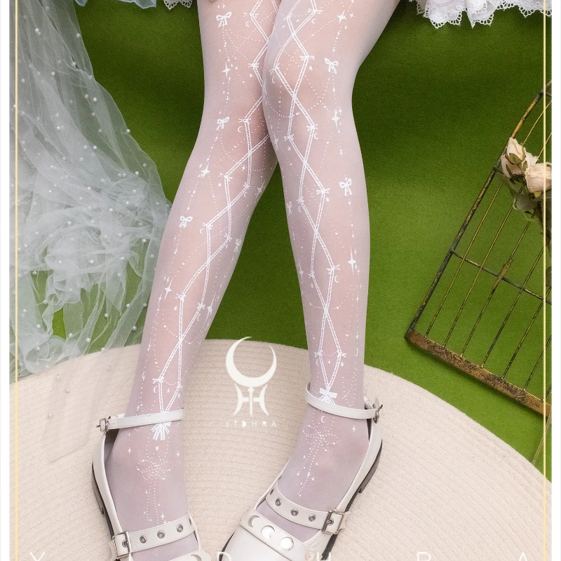 Japanese Style 2025 Spring Summer Autumn New White Mesh Women's Socks Original Design Sweet Cute Lolita Versatile Tights Ladies