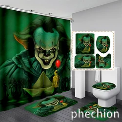 3D Print Pennywise Art Shower Curtain Waterproof Bathroom Curtain Anti-slip Bath Mat Set Toilet Rugs Carpet Home Decor  VC12