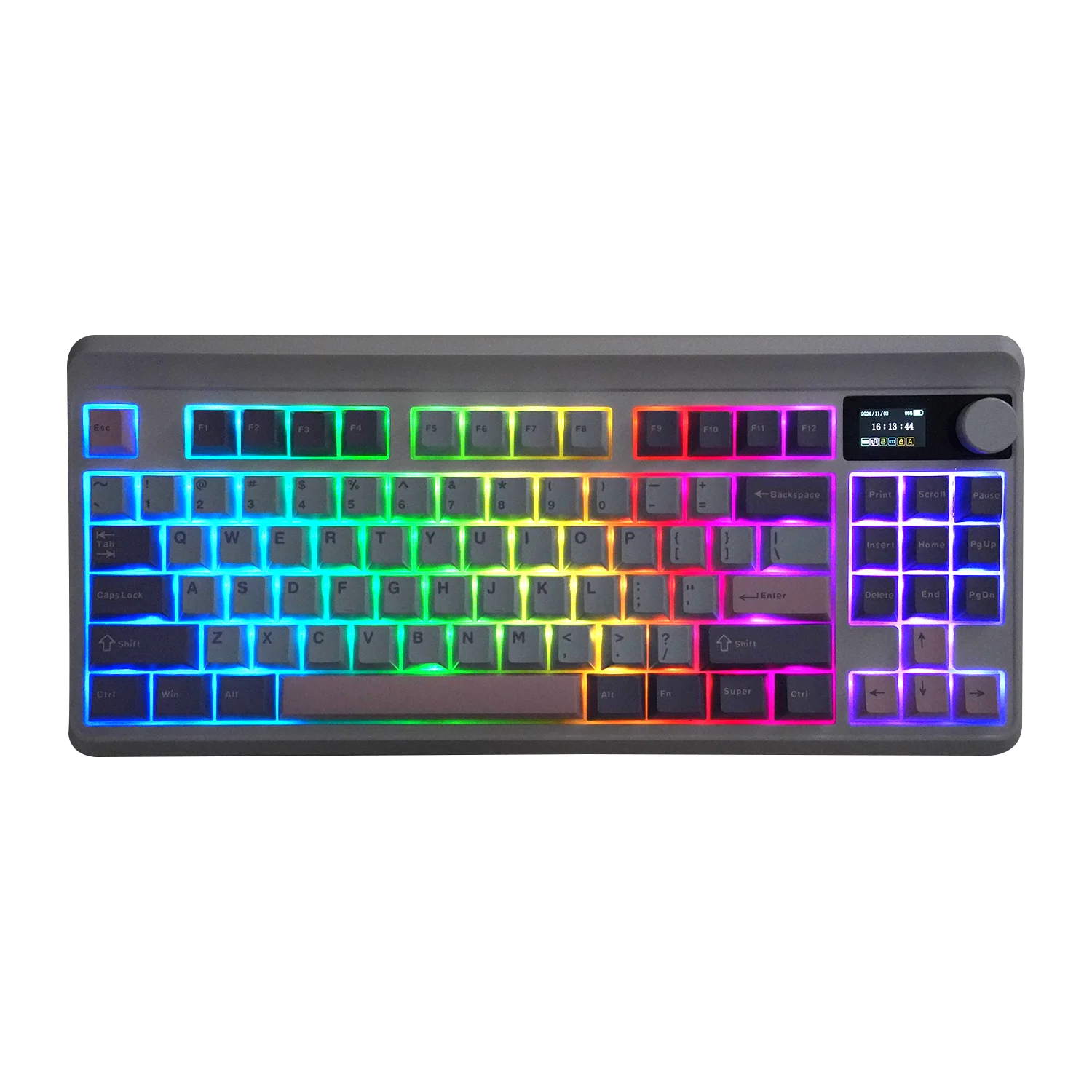 MATHEW MK86 Pro Macaroon Mechanical Keyboard 80% with Knob&Display Wireless 87keys for Gaming and Office Win/Mac