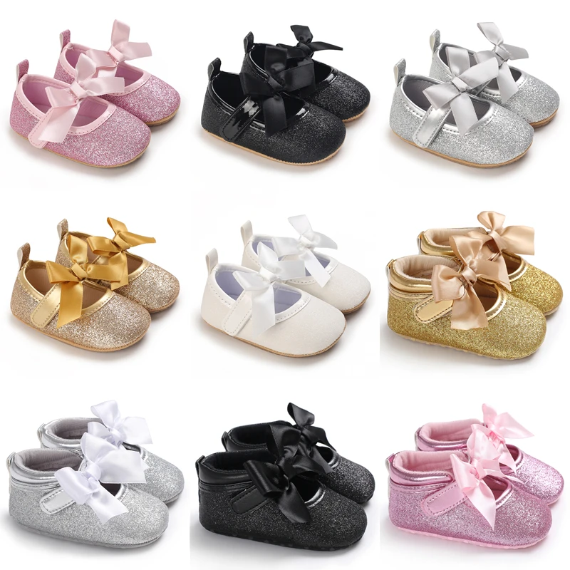 2023 Brand New Newborn Infant Baby Girl Princess Lace Crown Shoes Sequined Cotton Soft Sole Crib Prewalker Shoes First Walkers