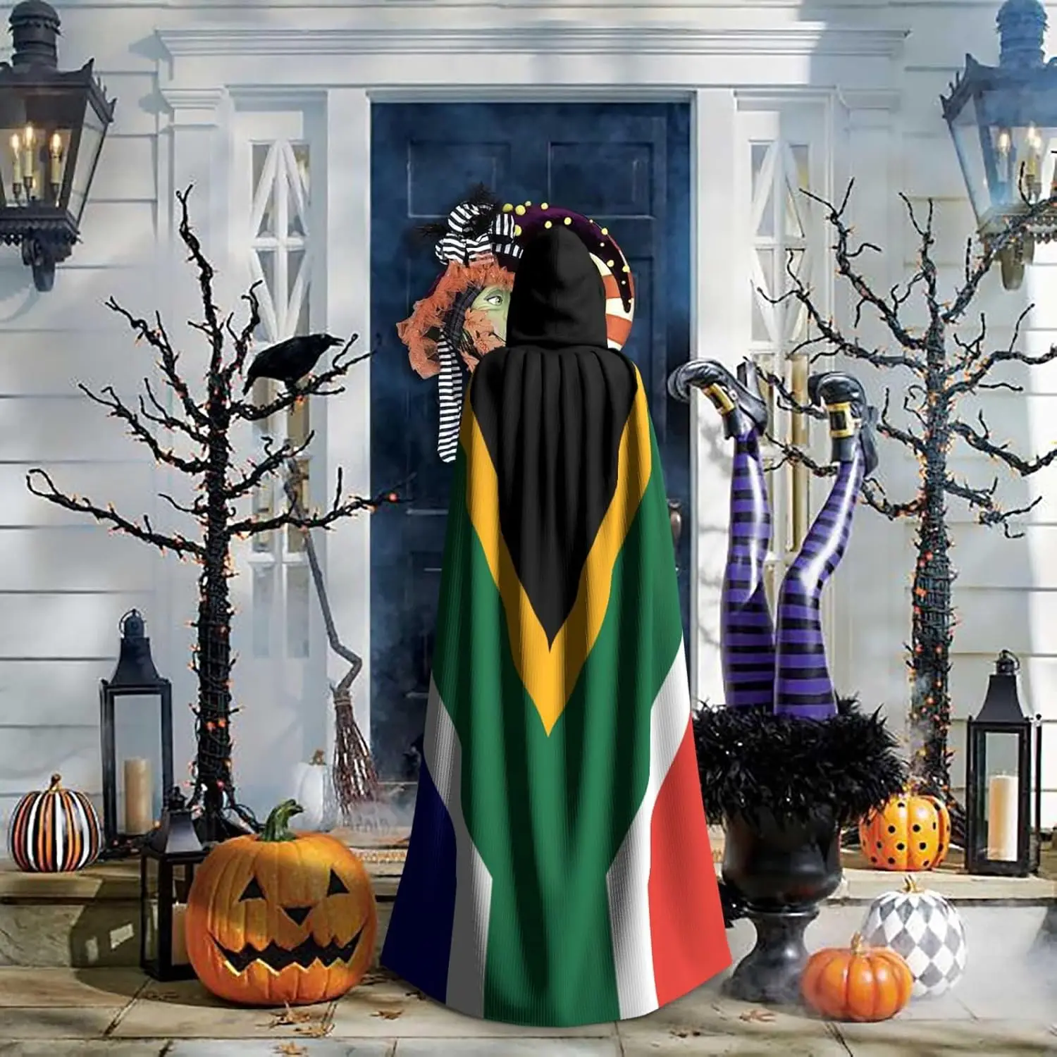 Płaszcze peleryny unisex dla dorosłych z nadrukiem flagi Południowej Afryki, płaszcz z kapturem do cosplayu, na Halloween, karnawał, kostiumy.