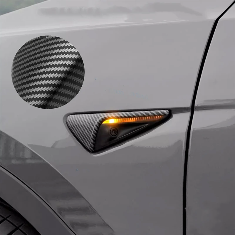 

For Tesla Model 3 S X Y Matte Carbon Style Side Fender Camera Vent Covers Trim